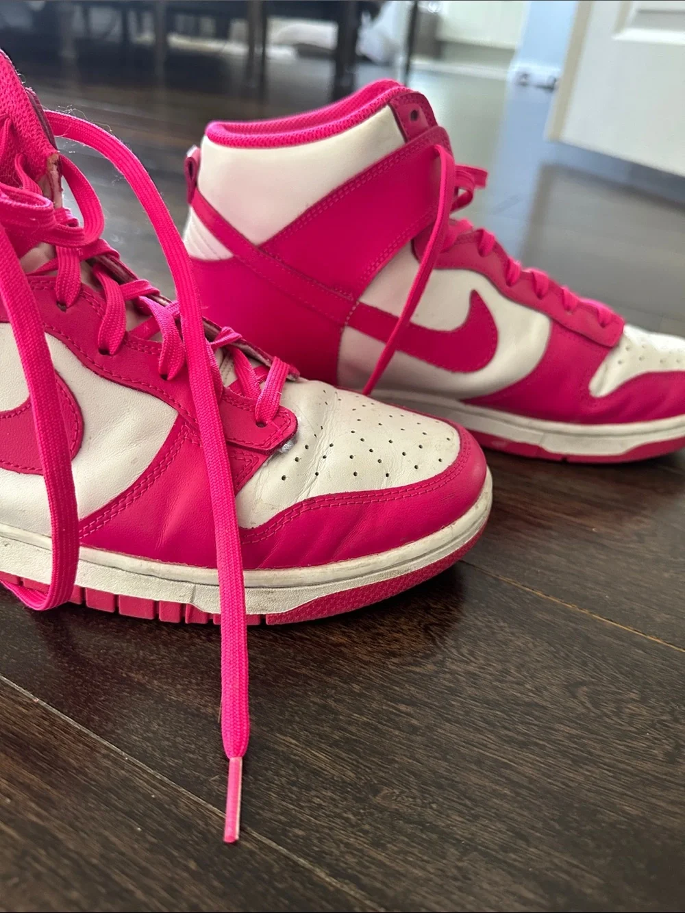 Nike High-Top Sneakers in Hot Pink and White